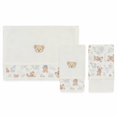 Kit com 2 toalhinhas de boca atoalhadas Urso Provençal - Mini & Co