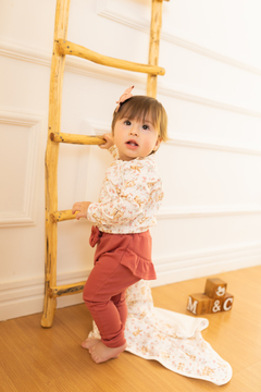 Body longo c/ Calça (Mijão) para bebê em algodão egípcio Floral Coelha - Mini & Co na internet