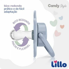 Chupeta Lillo Candy Style Bico Redondo Com Estojo na cor Azul - +6 Meses - loja online