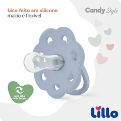 Imagem do Chupeta Lillo Candy Style Bico Redondo Com Estojo na cor Azul - +6 Meses