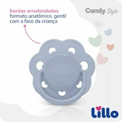 Chupeta Lillo Candy Style Bico Redondo Com Estojo na cor Azul - +6 Meses