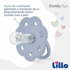 Chupeta Lillo Candy Style Bico Redondo Com Estojo na cor Azul - +6 Meses - comprar online