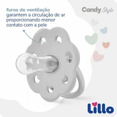 Chupeta Lillo Candy Style Bico Redondo Com Estojo na cor Cinza Claro - +6 Meses - loja online