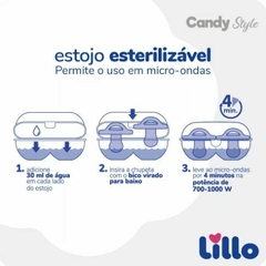 Imagem do Chupeta Lillo Candy Style Bico Redondo Com Estojo na cor Cinza Claro - +6 Meses