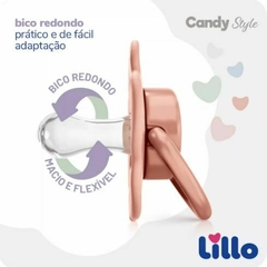 Chupeta Lillo Candy Style Bico Redondo Com Estojo na cor Rosê - +6 Meses - loja online