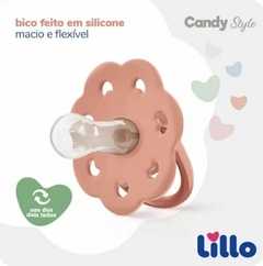 Imagem do Chupeta Lillo Candy Style Bico Redondo Com Estojo na cor Rosê - +6 Meses