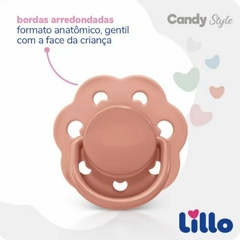 Chupeta Lillo Candy Style Bico Redondo Com Estojo na cor Rosê - +6 Meses