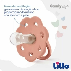 Chupeta Lillo Candy Style Bico Redondo Com Estojo na cor Rosê - +6 Meses - comprar online