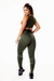 Feminino Calça Legging Verde Militar Cintura Alta e Cropped Gola Alta com Detalhes em Vivo Branco Academia Conjunto Fitness | REF: CSV9 - comprar online