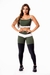 Feminino Calça Legging Levanta Bumbum Preta com Verde Militar e Branco Cintura Alta e Cropped Alcinha Academia Conjunto Fitness | REF: CSV17