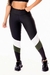 Calça Legging Fitness Academia Cintura Alta Preta com Verde Militar e Branco | REF: SV10