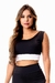 Top Cropped Academia Preto com Branco Fitness | REF: SV31 - Dono de Tudo