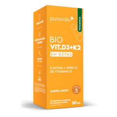 Vitamina D3 + K2 em Gotas 20ml - Puravida