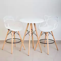 Conjunto Mesa Bistro Redonda 70 cm com 2 Banquetas Altas - Viveza Moveis