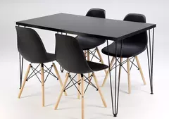 Conjunto Mesa de Jantar Retangular 130 x 77 cm | Estilo Industrial Pés Hairpin - comprar online