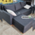 SOFA ESQUINERO GOLD GRIS C/ PATAS DE MADERA - comprar online