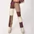 Imagem do Jeans cowboy listrado patchwork feminino, calça reta solta de cintura alta, casual moda hip hop street, marrom, outono