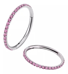 618-ARGOLA CLICKER ACO ZIRCONIA ROSA 1.2X10MM