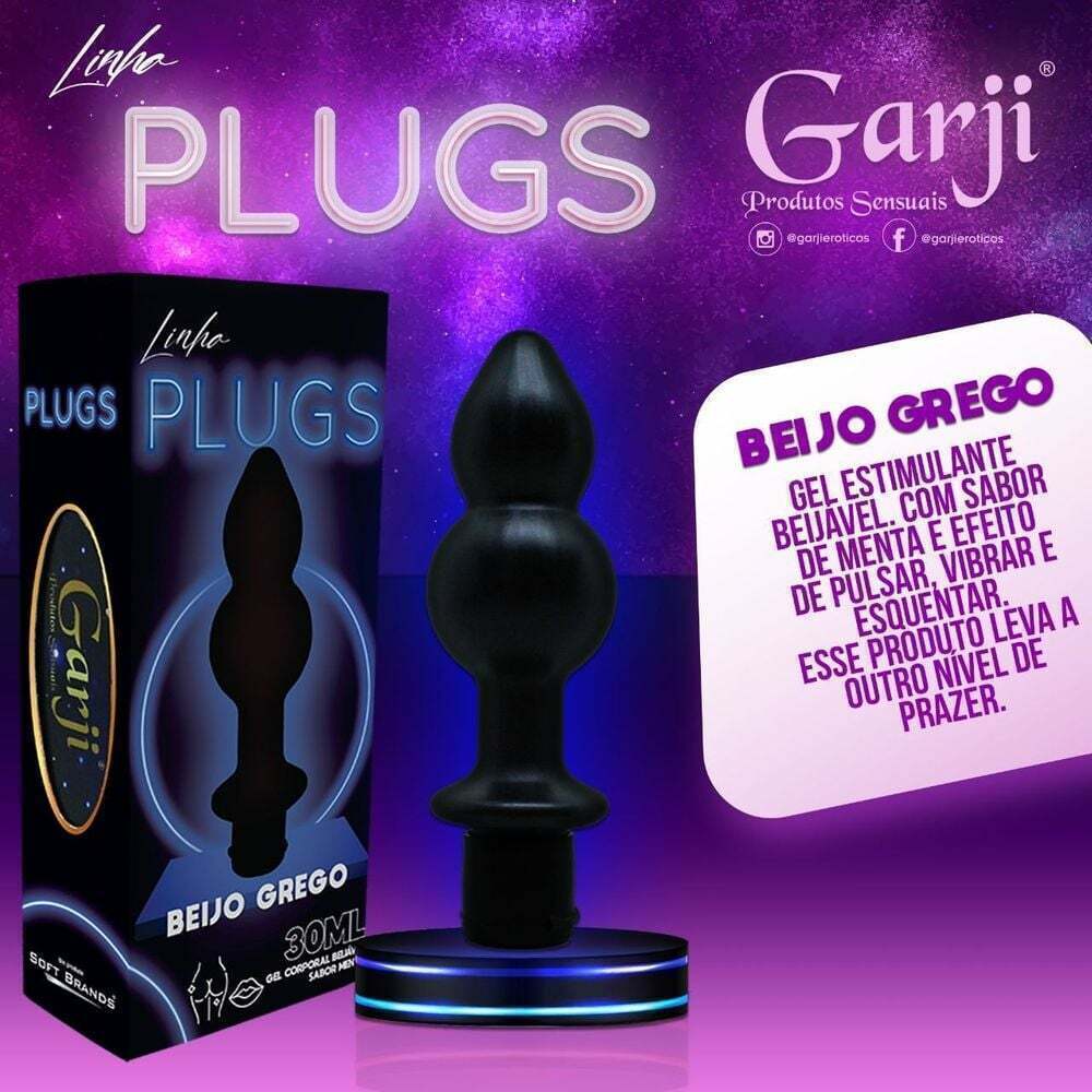 PLUG ANAL EM GEL BEIJO GREGO EXCITANTE BEIJÁVEL 30ML GARJI