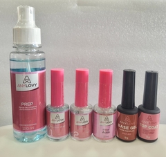 Kit AnyLovy - Prep, Regulador de PH, Primer sem Ácido, Primer Ácido, Base Gel e Top Coat