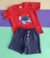 Conjunto Infantil Menino Abrange Vermelho Sea Com Botões