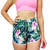 Short Praia Tactel com Elastano Feminino Floral Branco Ref: 047