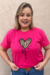 T-SHIRT PLUS SIZE PINK ESTAMPA CORAÇÃO DE ONÇA