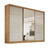 Roupeiro Bergamo 100% MDF Nature Off White com 03 Portas Deslizantes Frisadas e Espelho