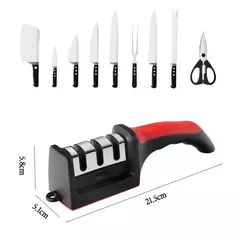 Afiador profissional de facas de aço inoxidável com 3 apontadores profissionai - comprar online
