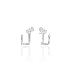 Ear Cuff Navete com Ponto de Luz Cristal Prateado