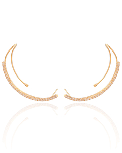 Ear Cuff Cravejado Cristal Dourado