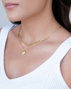 Choker Elos Grumet Coração Liso Dourado - comprar online