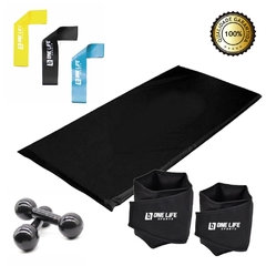 Kit Pilates em Casa - Caneleira 2 Kg- Par + Colchonete + Kit Mini Band + Peso 2 Kg + Overball + Faixa média na internet