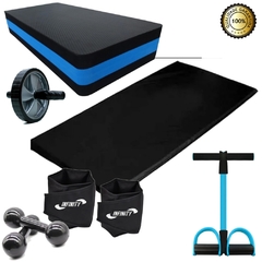 Kit Caneleira 2 Kg+Step + Halter 2k+Colchonete+Roda+Extensor