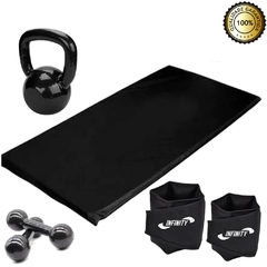 Kit Aeróbico Em Casa Caneleira 2 Kg + Colchonete + Halter 3 + Kettlebell emborrachado 4 kg - comprar online