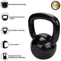 Kettlebell 12 Kg Emborrachado Fundidos Fitness Academia - comprar online