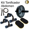 Kit Roda Abdominal Rolinho C/ Apoio Flexão + Corda + Disco