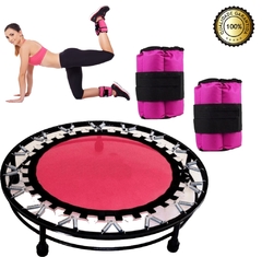 Cama Elástica Mini Jump Pink 32 Molas + Caneleira 5 Kg Pink