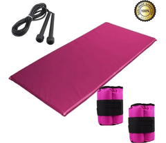 Kit Colchonete De Academia + Corda De Pular + Caneleira 3kg