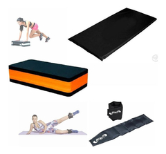 Kit Treino Em Casa Colchonete + Caneleira 4 Kg + Step