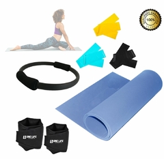 Kit Pilates Anel + Tapete + Kit Faixa + Caneleira 1 Kg - comprar online