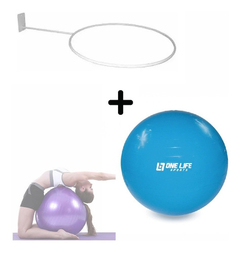 Suporte De Parede De Bola + Bola De Pilates 55 Cm