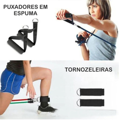 Kit Elásticos Extensores Tubing Com 5 Resistência 11 Peças - Cheers Fitness