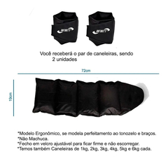 Caneleira Peso Tornozeleira 3kg - 4kg - 5kg Cor: Preto - comprar online