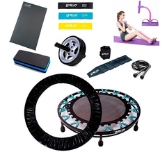 Jump + Capa + Extensor c/ apoio + Corda + Step + Colchonete + Roda + Kit mini band + Caneleira 2 kg