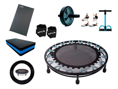 Kit Jump + Extensor+ Caneleira 2kg + Step +colchonete+ Roda + Capa