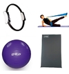 Kit Pilates Yoga Faixa Elástica média Anel de pilates Bola Suíça 55 cm + Colchonete