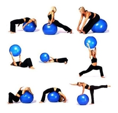 Kit Pilates Yoga Faixa Elástica média Anel de pilates Bola Suíça 55 cm + Colchonete