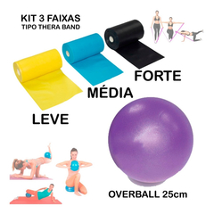 Kit 3 Faixas Elásticas Thera Band + Bola De Pilates 25cm na internet