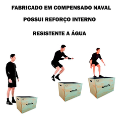 Caixa de Madeira 30x35x45 - 12"+ Corda Naval + Power Bag de 10 kg +Kettlebell de 4kg + Wall Bal 8kg + corda speed rope - loja online